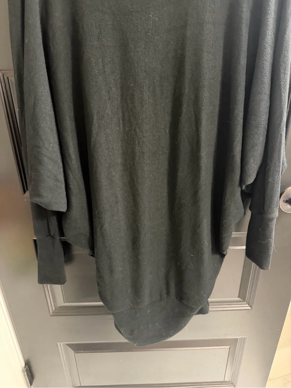 GO Couture Black Layered Dolman Sleeve Hi-Low Tunic Top Small Made USA